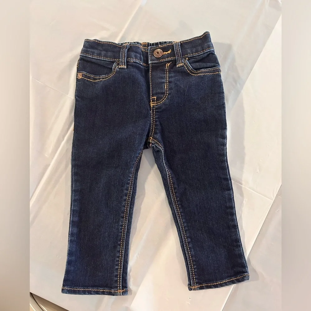 EUC OshKosh B'gosh Baby Girls Skinny‎ Jeans Dark Wash Blue Denim Size 12M